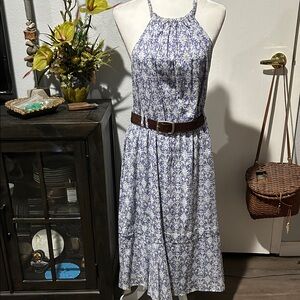 Collective Concepts lavender, blue and White Midi Dress